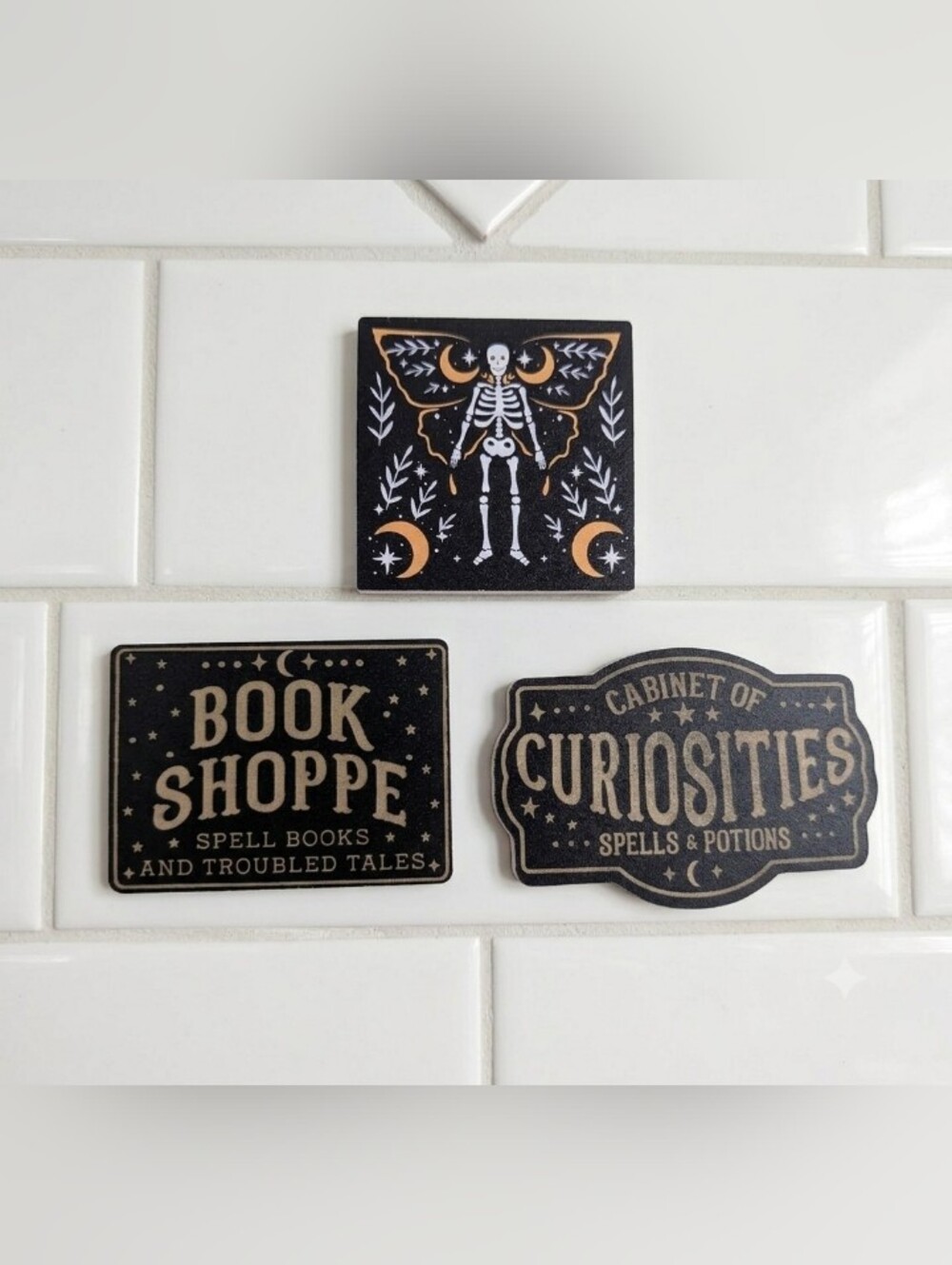 Target Black and Gold Halloween Magnet Set - Book Shoppe Curiosities Skeleton